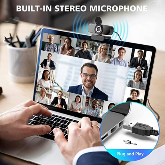 Webcam HD 1080p USB PC Computer Full HD Video Streaming Conferencing Gaming - Picture 4 of 5